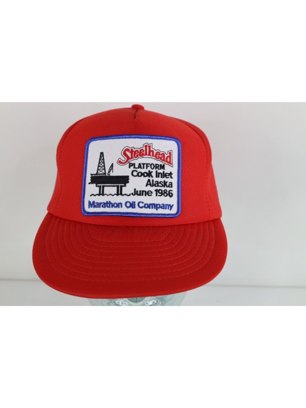 Deadstock Vtg 80s Marathon Oil Company Steelhead Platform Alaska Snapback Hat